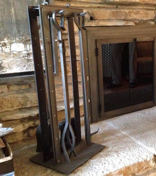 Fireplace Tool Set by Design Specialties Blackrock – 3/16” Laser-Cut Steel, 21 Finish Colors