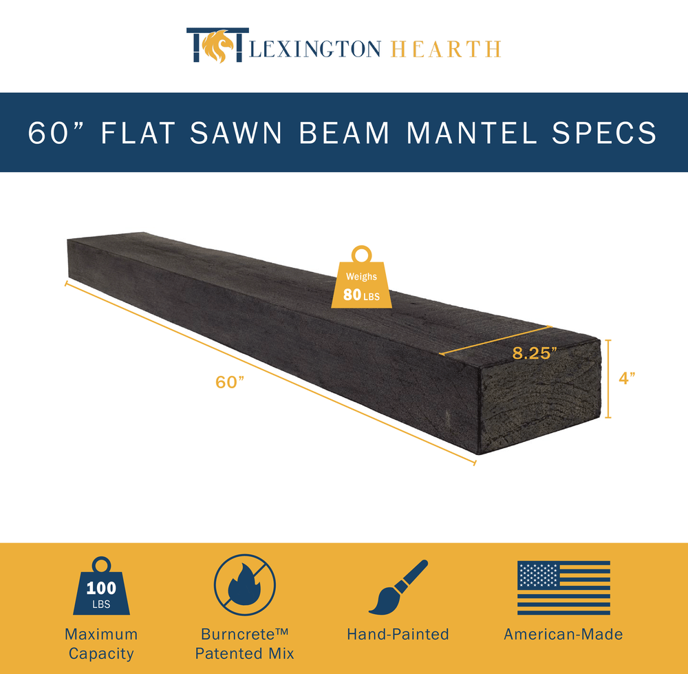 Flat Sawn Non-Combustible Concrete Mantel Shelf Pale Honey Finish - ExceptionalFire