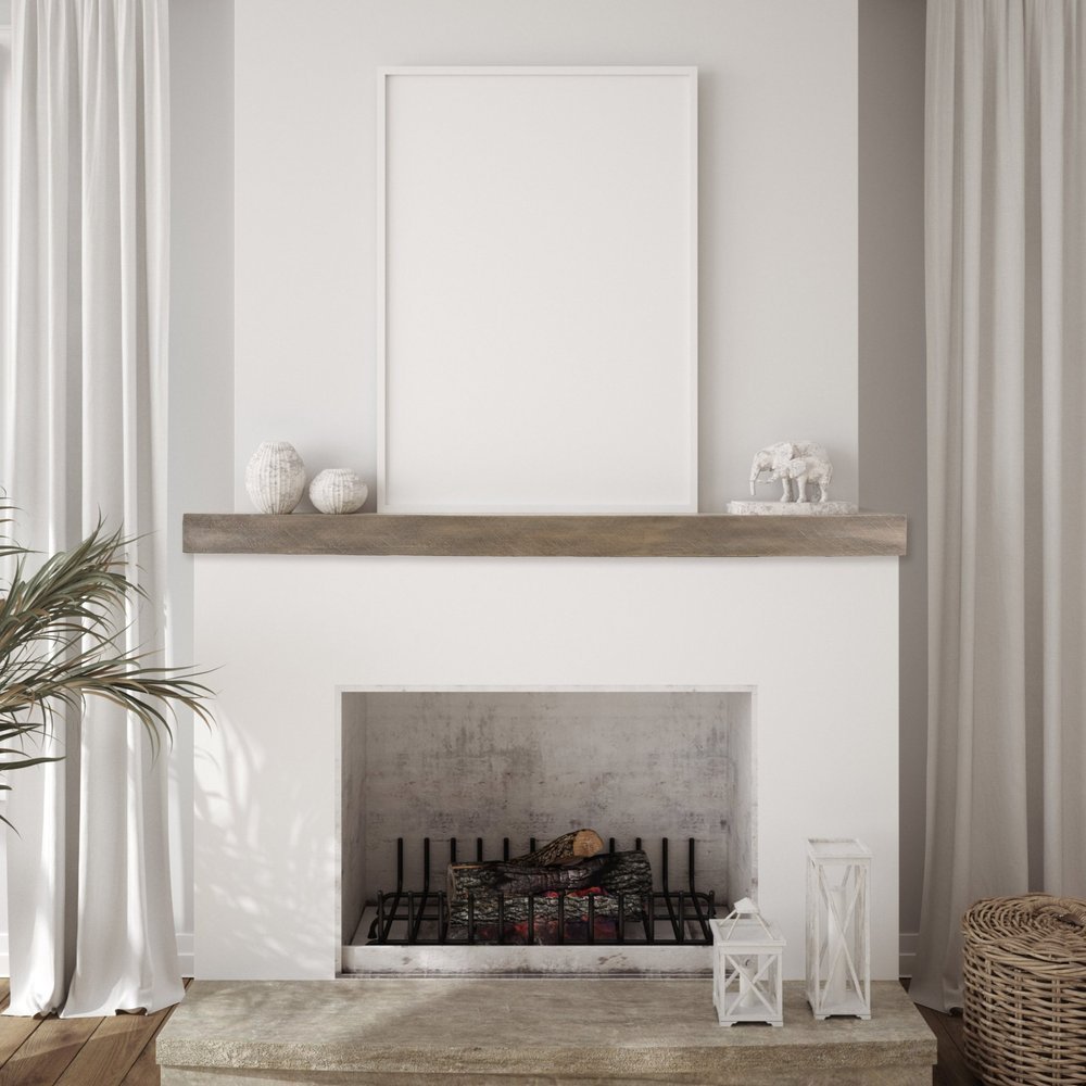 Flat Sawn Non-Combustible Concrete Mantel Shelf Pale Honey Finish - ExceptionalFire