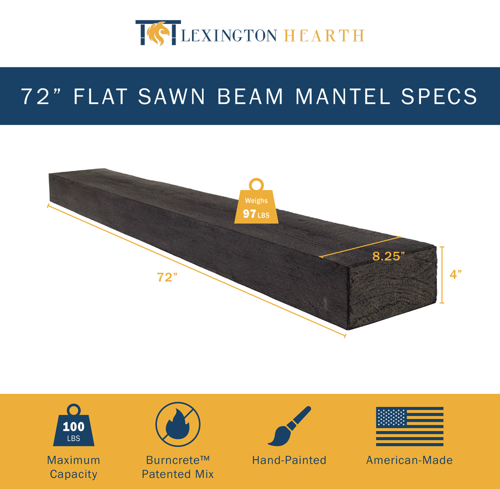 Flat Sawn Non-Combustible Concrete Mantel Shelf Pale Honey Finish - ExceptionalFire
