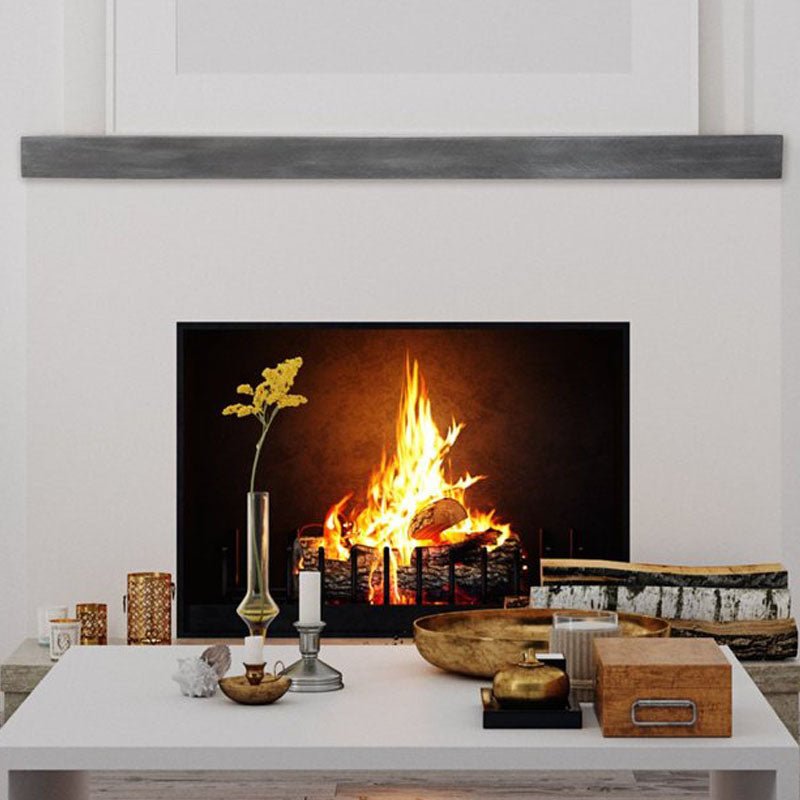 Flat Sawn Non-Combustible Concrete Mantel Shelf Weathered Grey Finish - ExceptionalFire