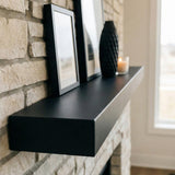 Non-Combustible Metal Fireplace Mantel Shelf | Custom Floating Mantel, Black