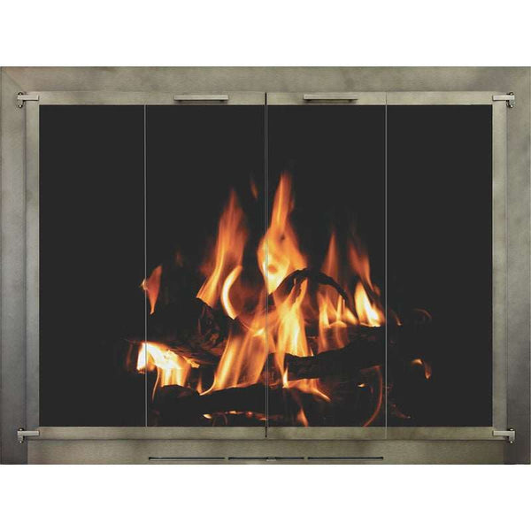 ForgeLine iron masonry and prefab fireplace door with customizable steel frame