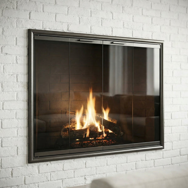 Monterey Standard Glass Doors aluminum frame flat formed USA made prefab fireplace door