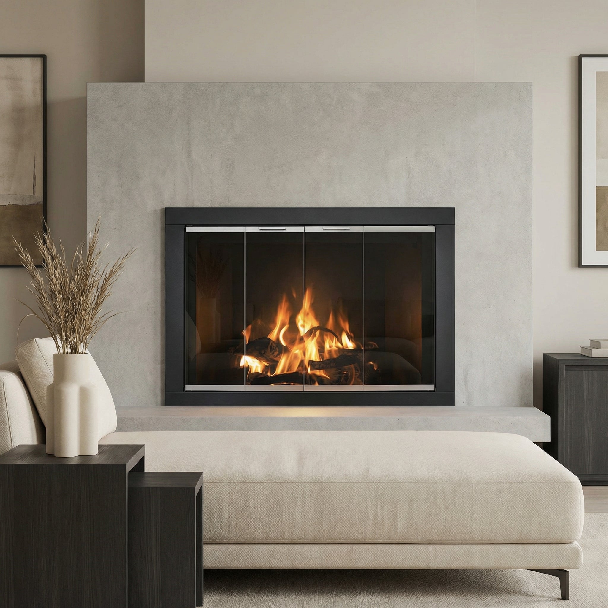 Belmont - Custom Masonry Fireplace Glass Doors by Stoll Industries