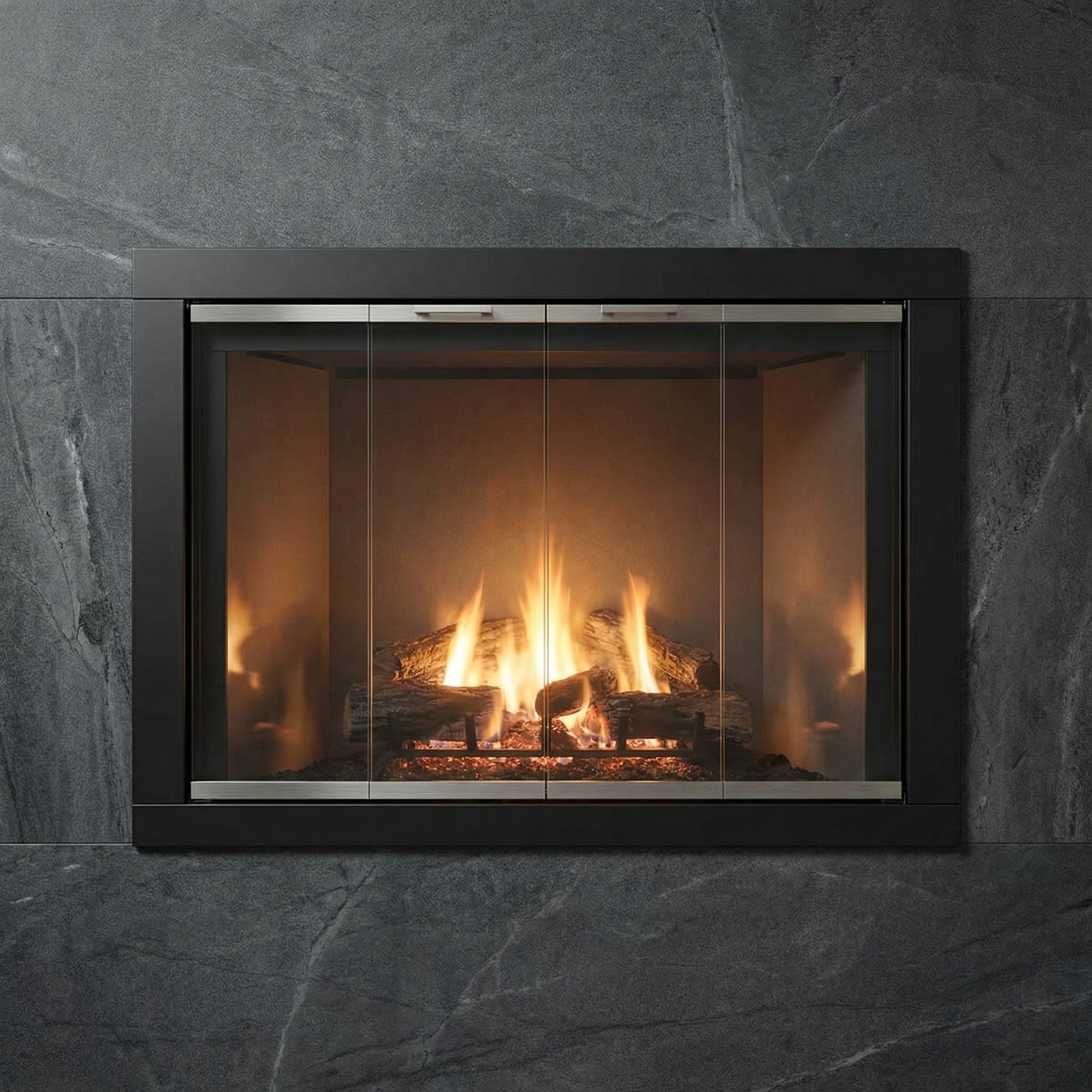 Belmont - Custom Masonry Fireplace Glass Doors by Stoll Industries
