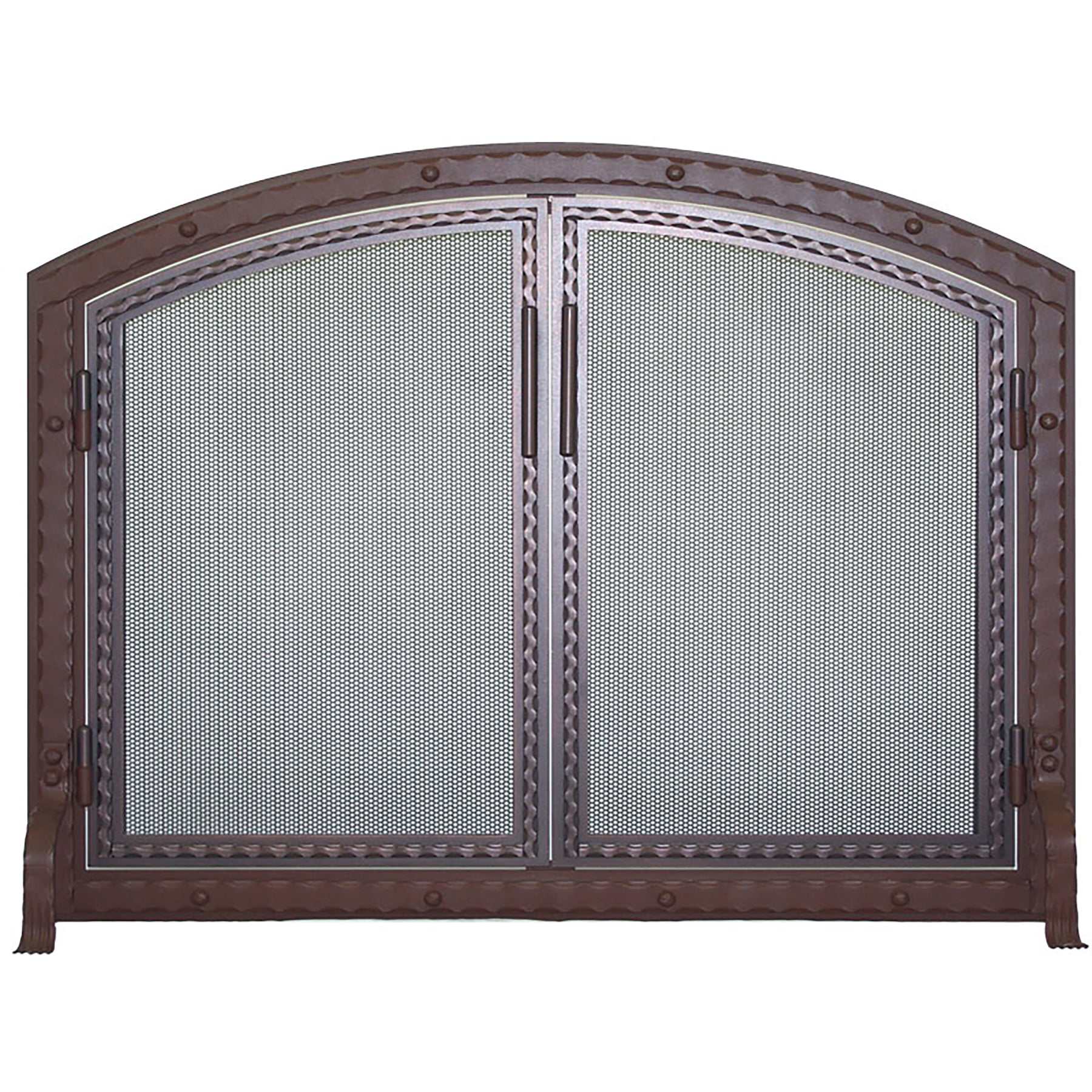 Free Standing Fireplace Screen Custom Made Blacksmith Arch Working Doors - ExceptionalFire