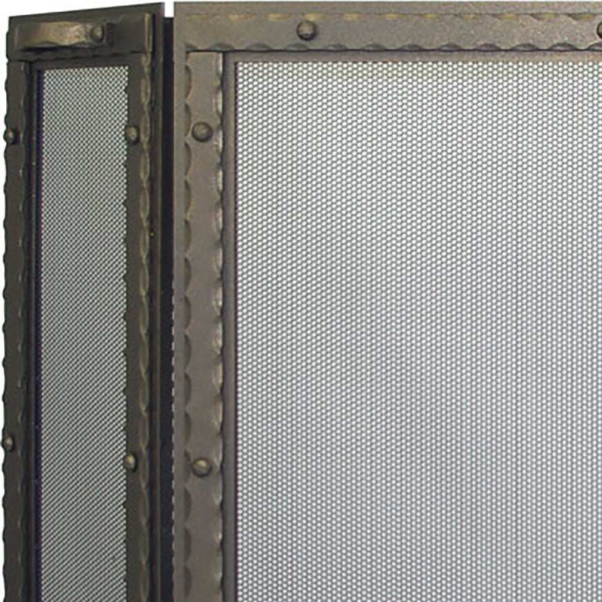 Free Standing Fireplace Screen Custom Made Blacksmith Triple Panel - ExceptionalFire