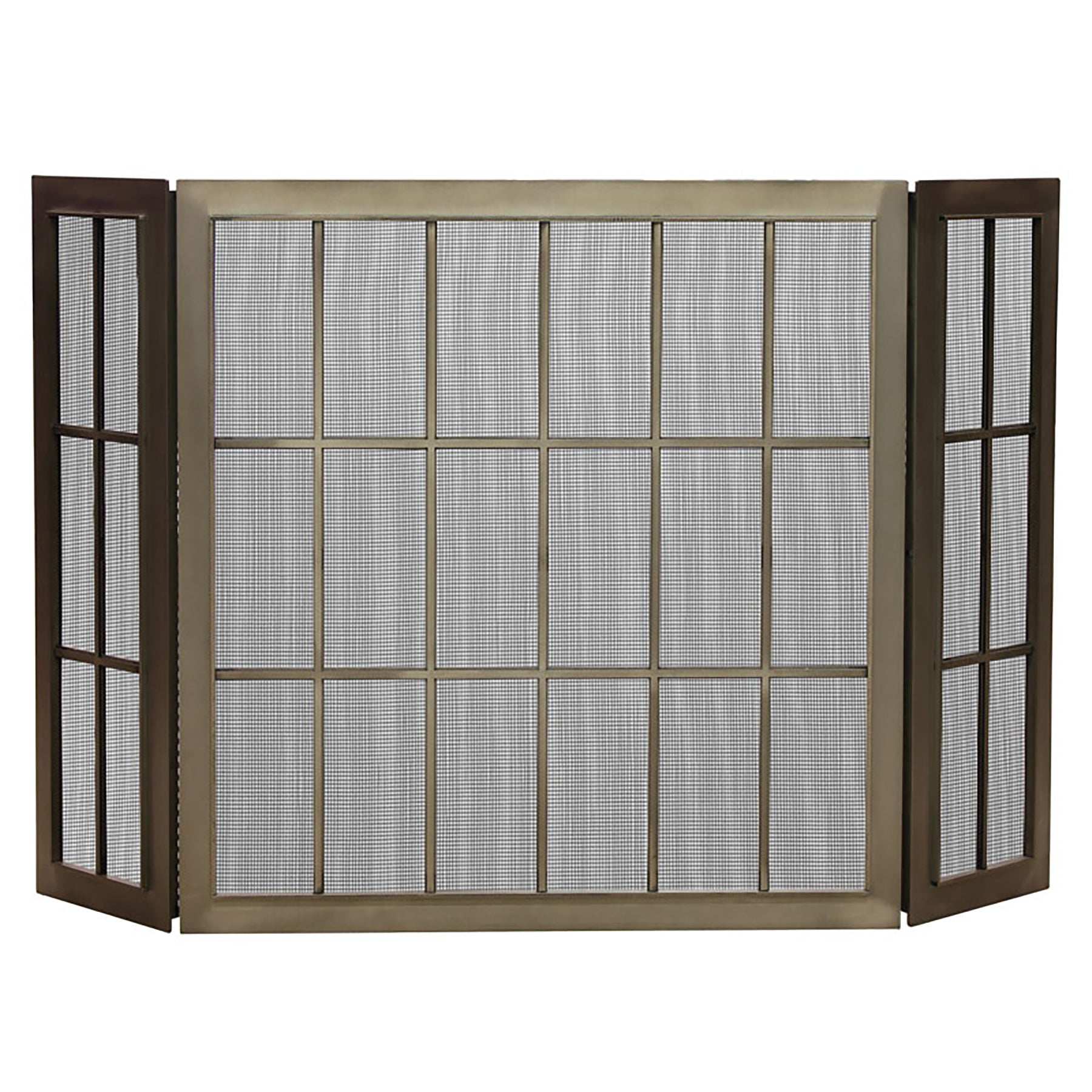 Free Standing Fireplace Screen Custom Made Industrial Triple Panel - ExceptionalFire