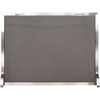 Custom modern free standing fireplace screen with stainless steel frame and heavy gauge mesh