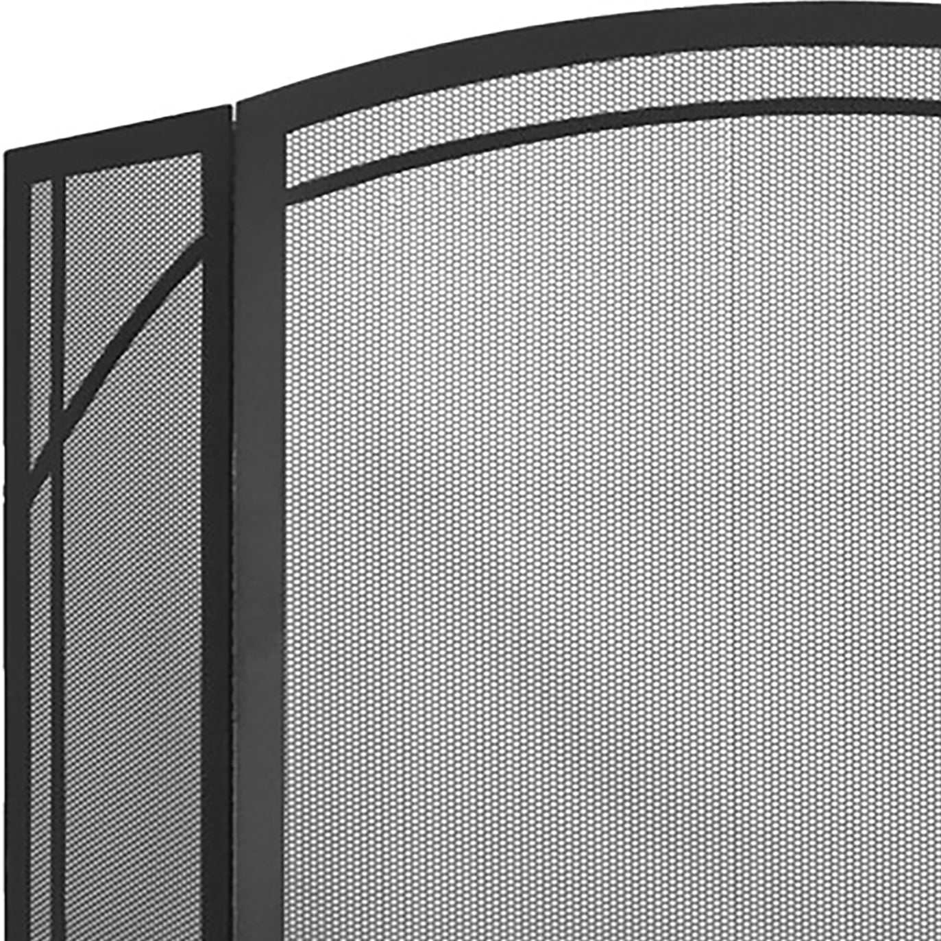 Free Standing Fireplace Screen Custom Made Traditional Arch Frame Triple Panel - ExceptionalFire