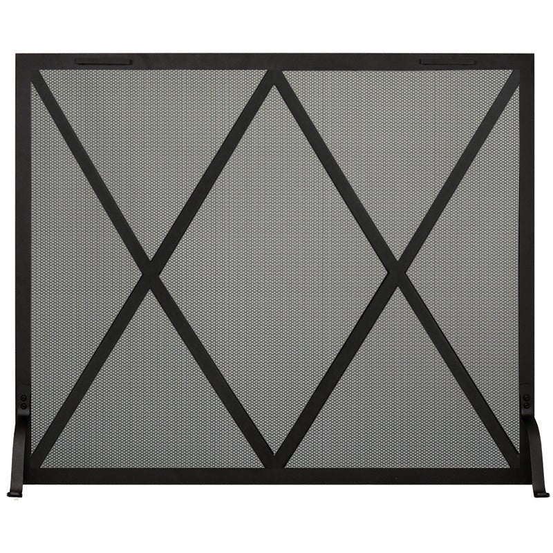 Free Standing Fireplace Screen Custom Made Traditional X Design - ExceptionalFire