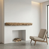 Half Round Log Non-Combustible Concrete Mantel Shelf Pale Honey Finish