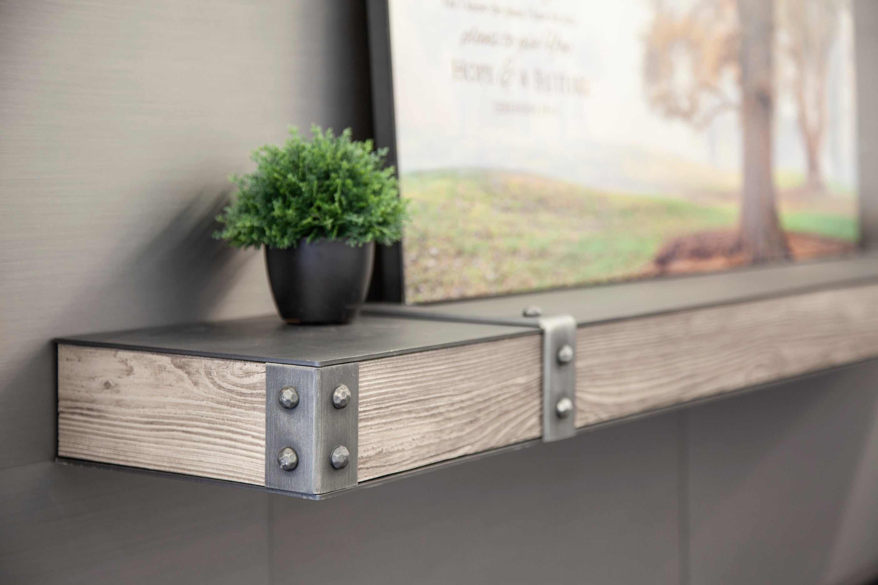 Fully Customizable Floating Shelves Transitional Wood+Metal in 25+ Finishes and Any Size - ExceptionalFire