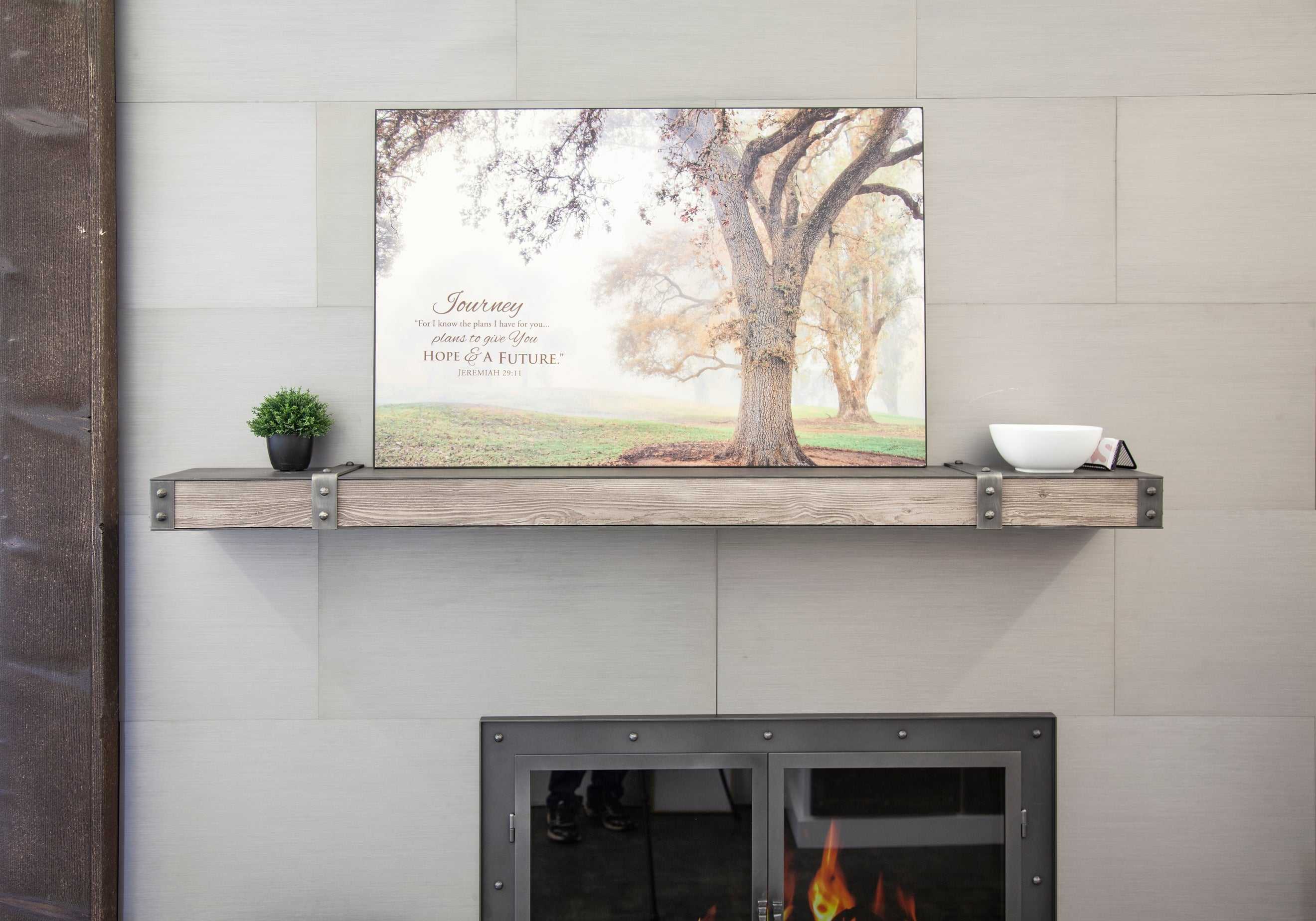 Fully Customizable Floating Shelves Transitional Wood+Metal in 25+ Finishes and Any Size - ExceptionalFire