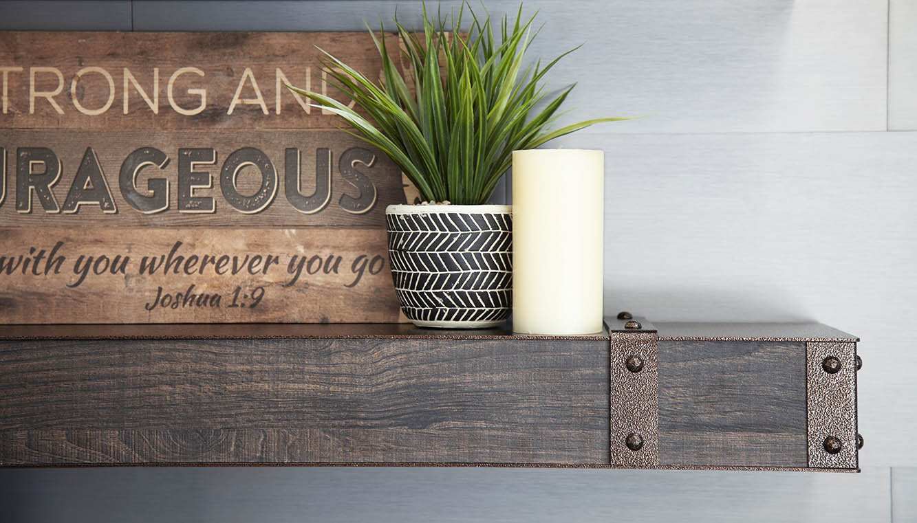 Fully Customizable Floating Shelves Transitional Wood+Metal in 25+ Finishes and Any Size - ExceptionalFire