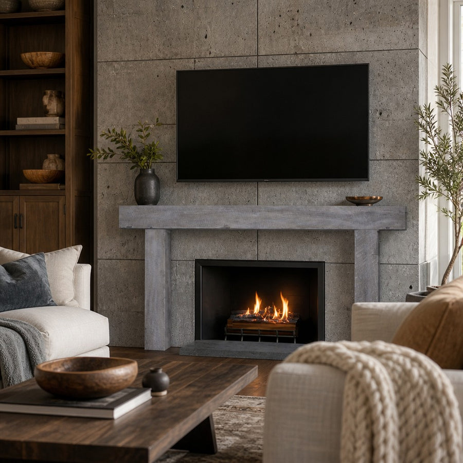 Hitching Post Non-Combustible Fireplace Surround Weathered Grey Finish