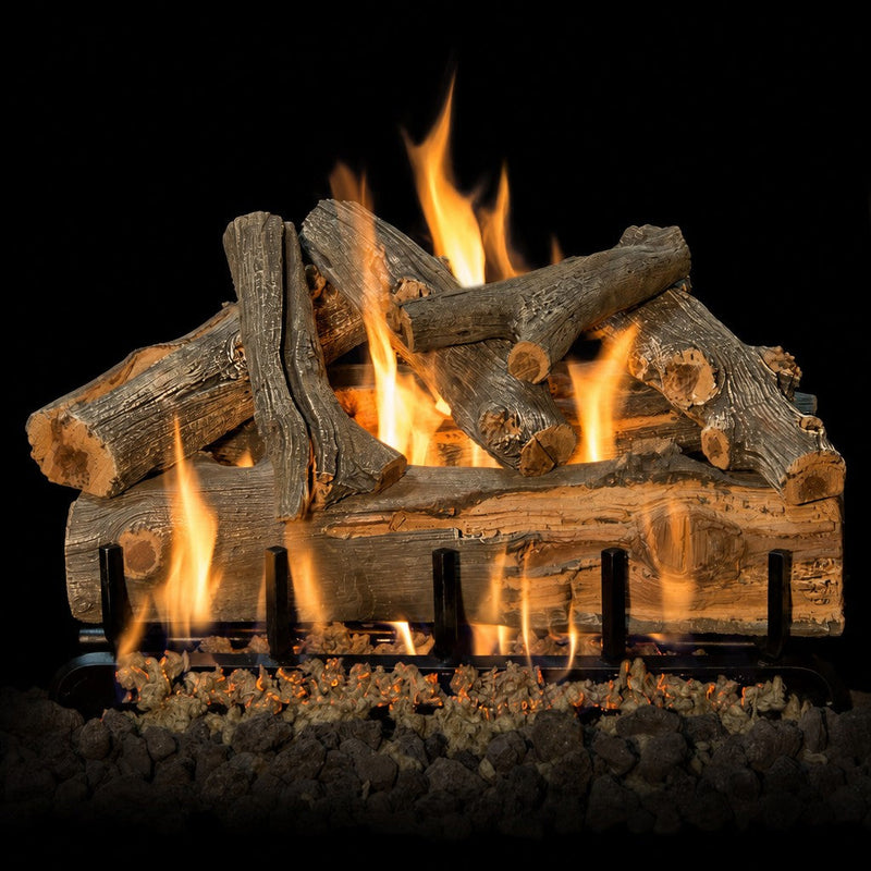 24" Arizona Juniper Outdoor Gas Log Set with realistic weathered oak logs and stainless steel burners