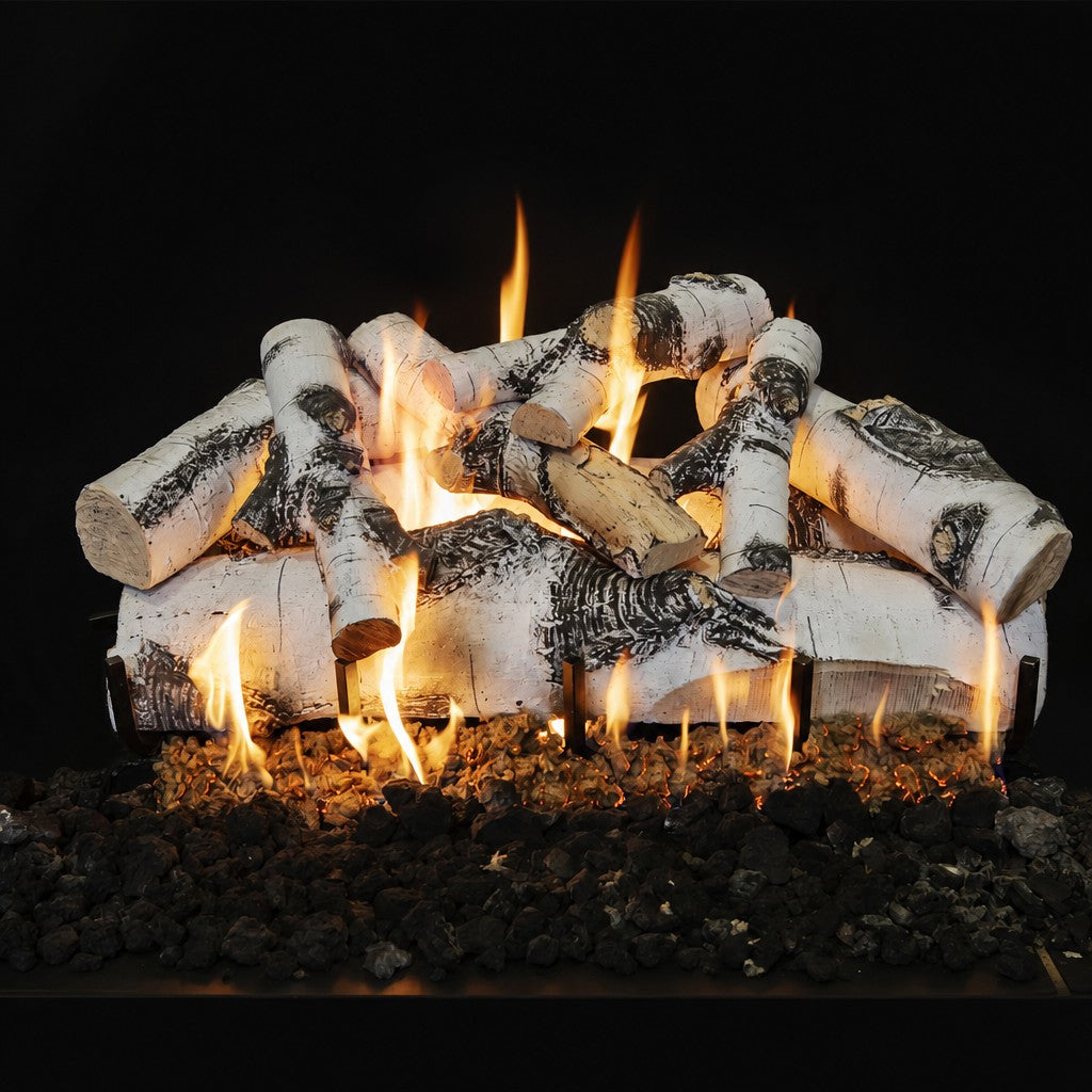 30" Aspen Birch Single-Sided Ventless Gas Log Set | Grand Canyon