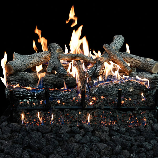 GlowFire Arizona Weathered Oak Charred Gas Log Set with realistic flame and electronic ignition system