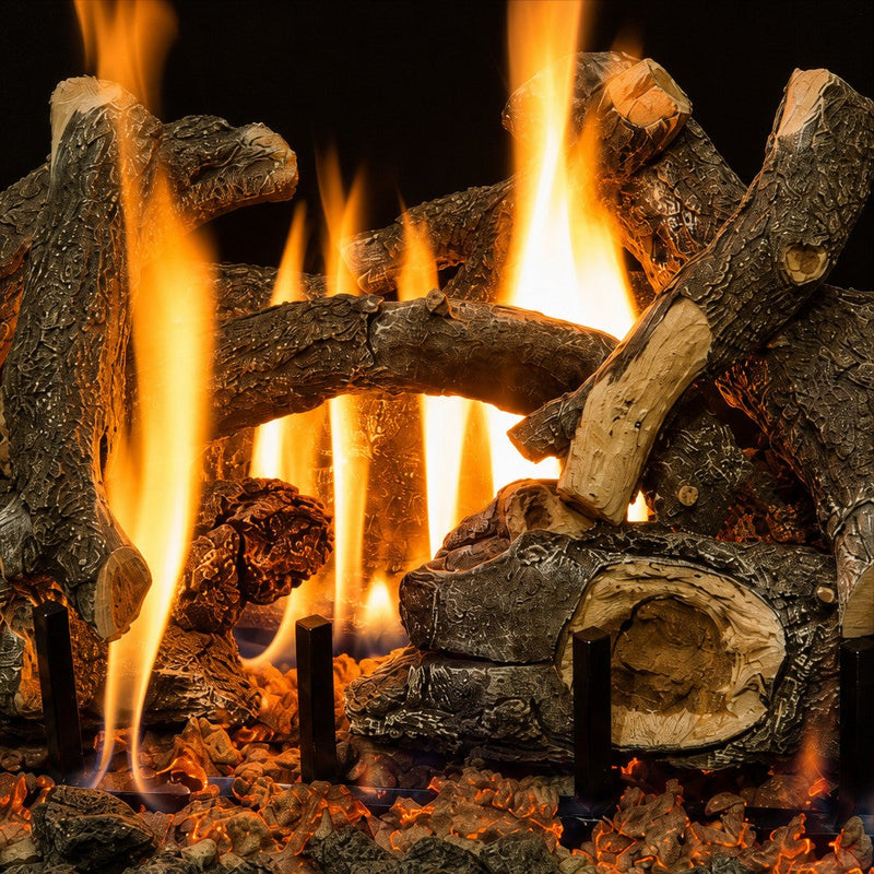 24" Arizona Weathered Oak Charred See-Through Outdoor Gas Log Set | Grand Canyon