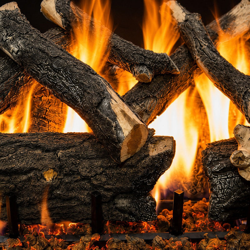 36" Arizona Weathered Oak Charred See-Through Outdoor Gas Log Set | Grand Canyon