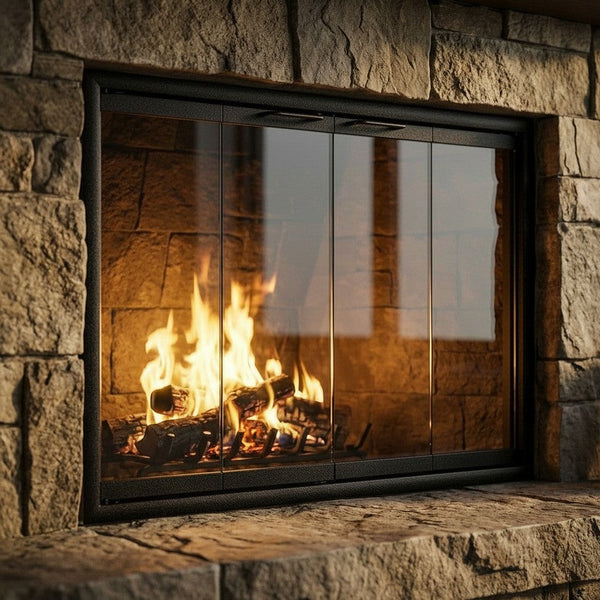 Cavestone Fireplace Glass Doors aluminum frame with tempered safety glass for custom masonry fit