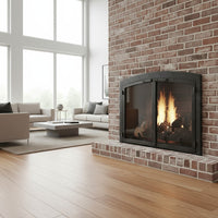 Black Rock Arch - Masonry Fireplace Glass Doors | Custom