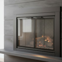 Armitage Flat Dark Grey Masonry Fireplace Door | Standard