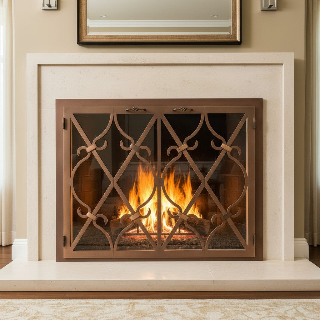 Banded Scroll - Masonry & Prefab Fireplace Glass Doors