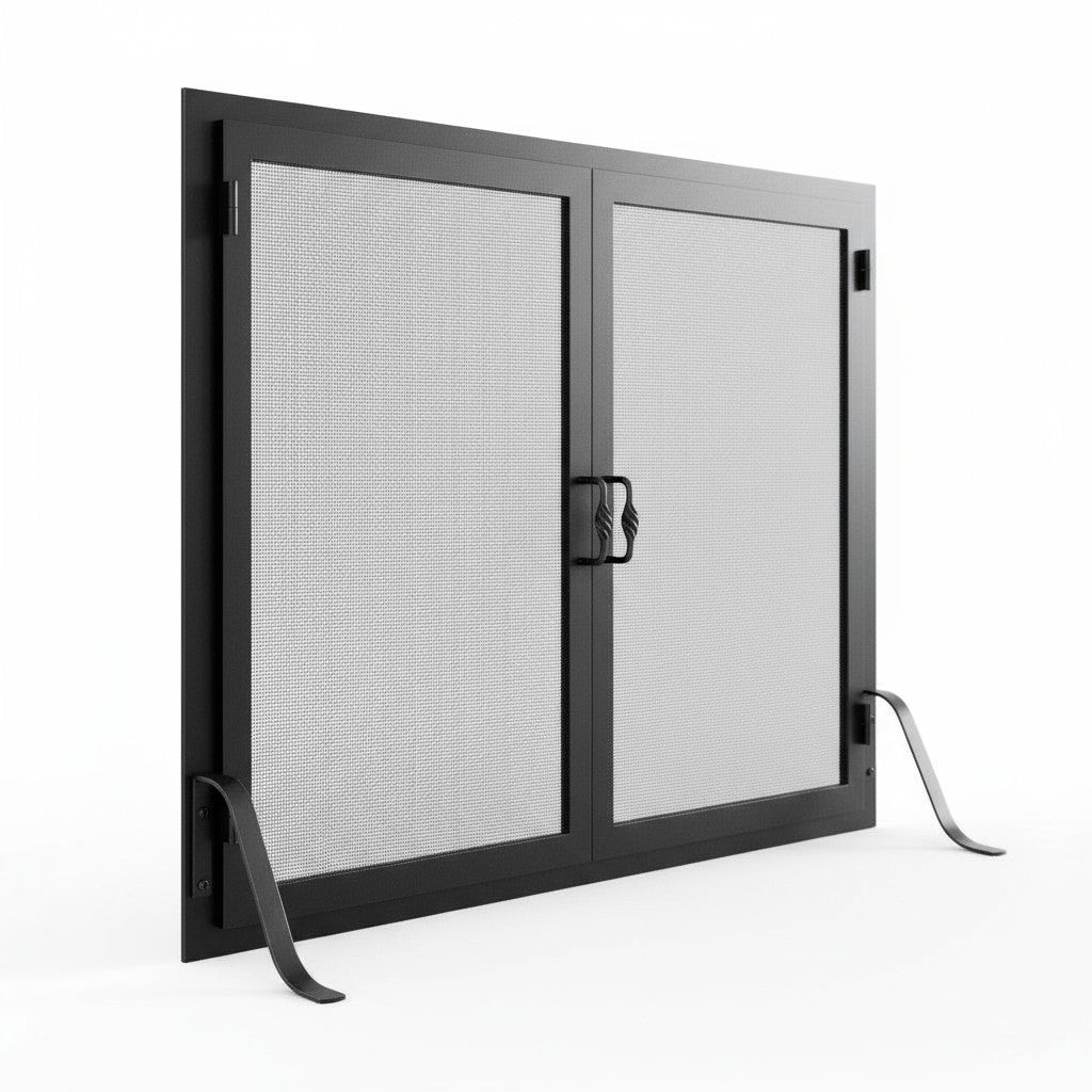 Fireplace Screen with Operable Doors Custom Size 21 Finishes - Carolina
