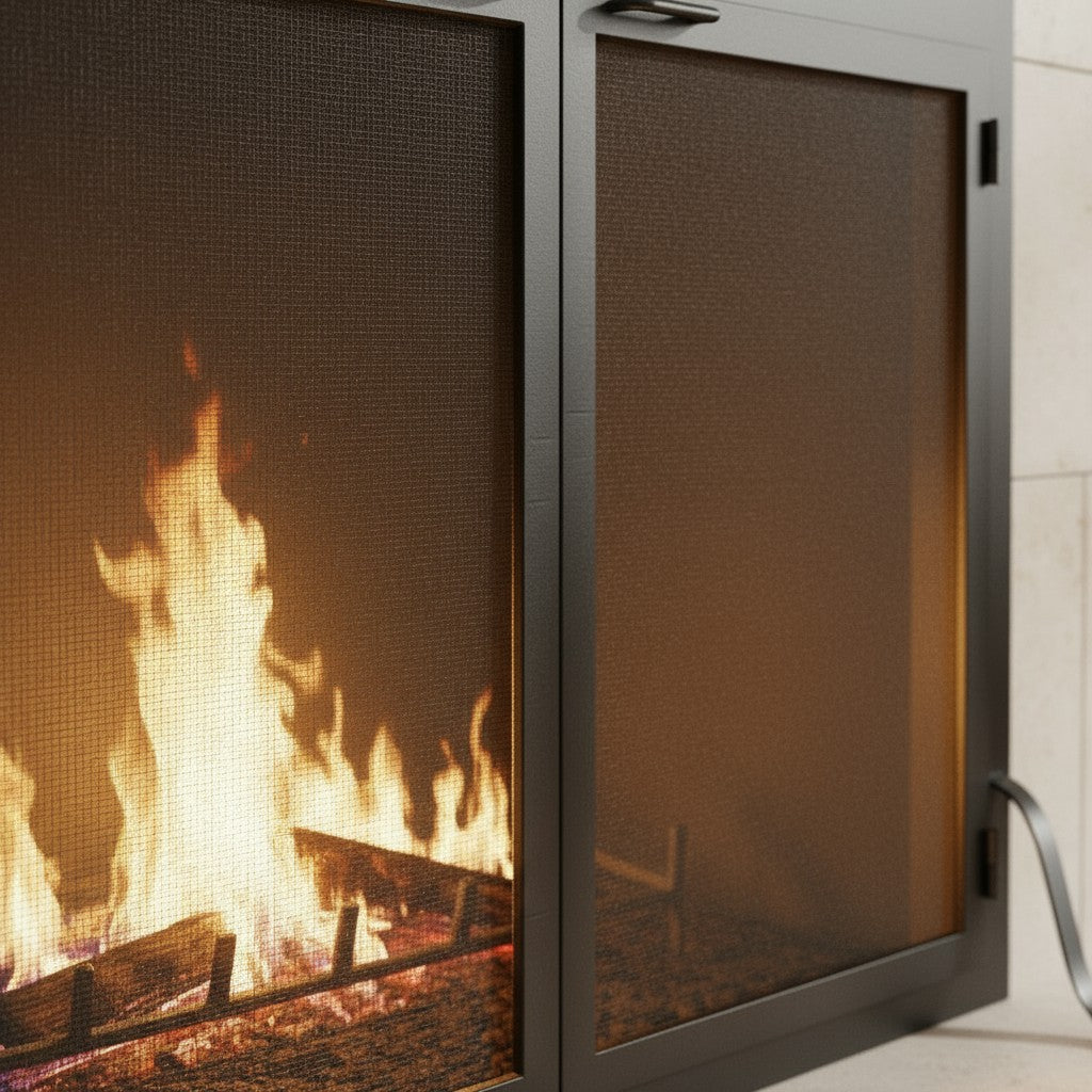 Fireplace Screen With Operable Doors - Custom Size & 21 Finishes - Carolina