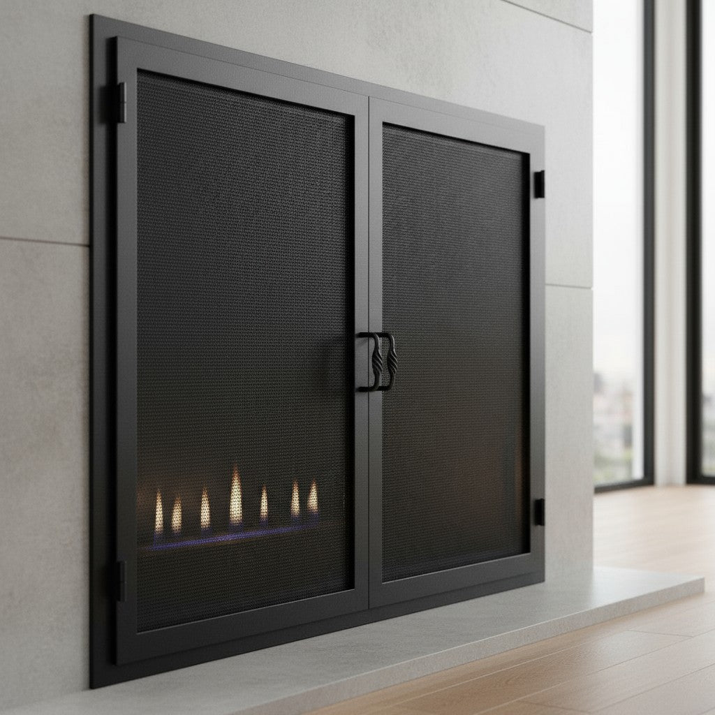 Legend Custom Masonry & Prefab Fireplace Mesh Doors