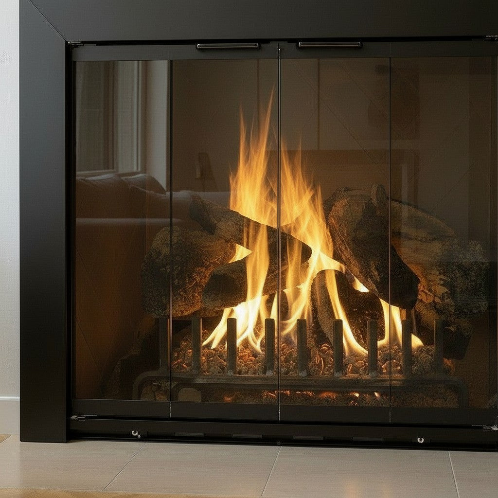 Reflection - Custom Masonry Fireplace Glass Doors