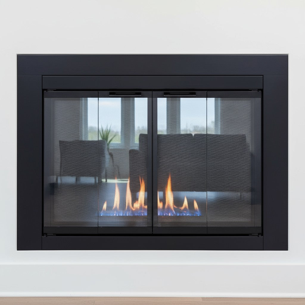 Ardmore Flat Black Masonry Fireplace Door | Durable Design