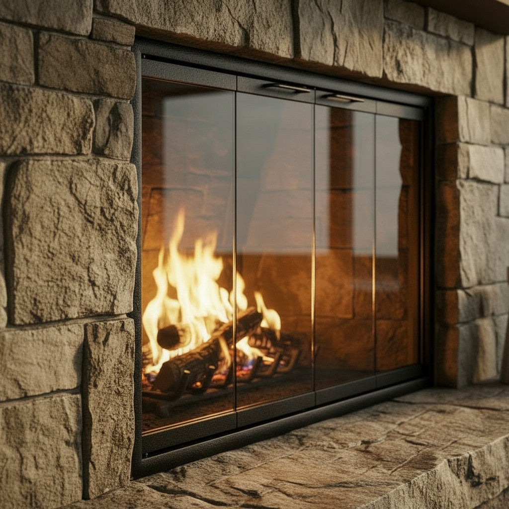 Cavestone Fireplace Glass Doors | Custom Masonry Fit