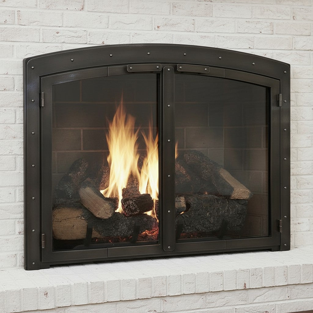 Black Rock Arch - Masonry Fireplace Glass Doors
