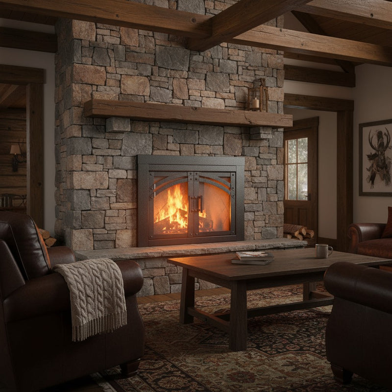 Camden Natural Iron Masonry Fireplace Door | Standard