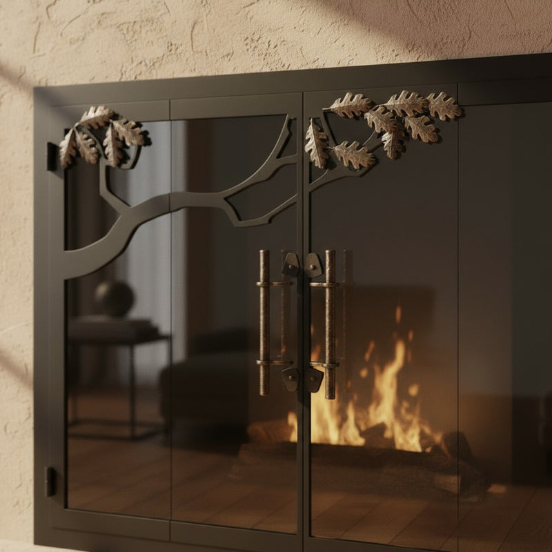 Oak Tree - Masonry & Prefab Fireplace Glass Doors | Custom