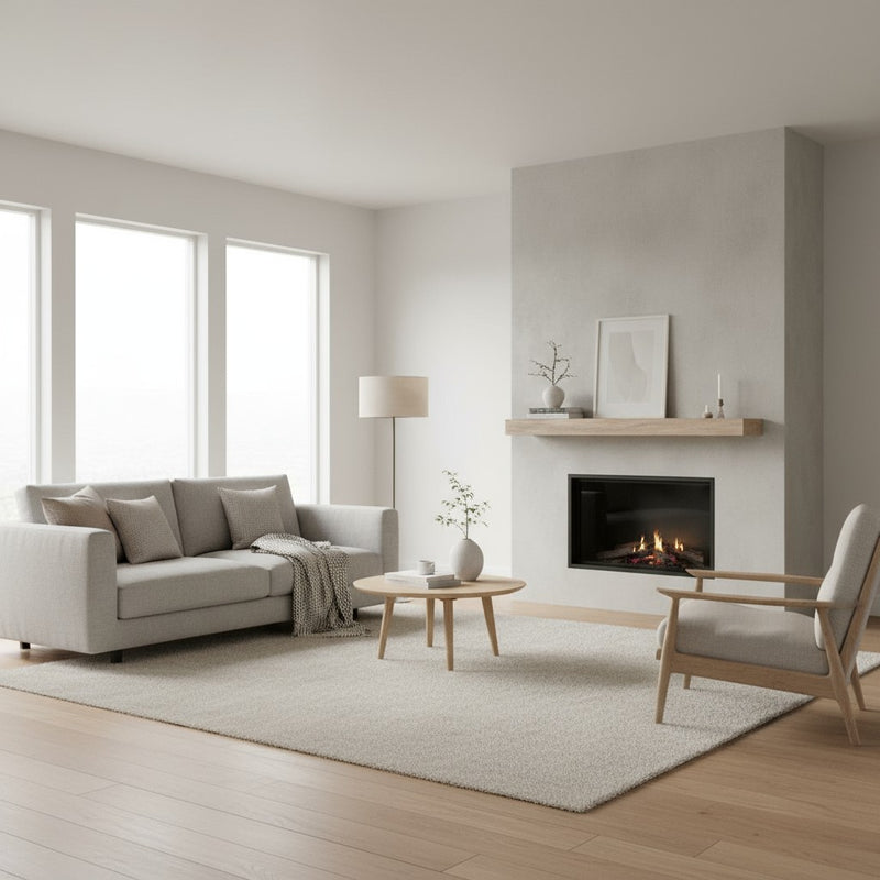 Flat Sawn Non-Combustible Concrete Mantel Shelf Pale Honey Finish