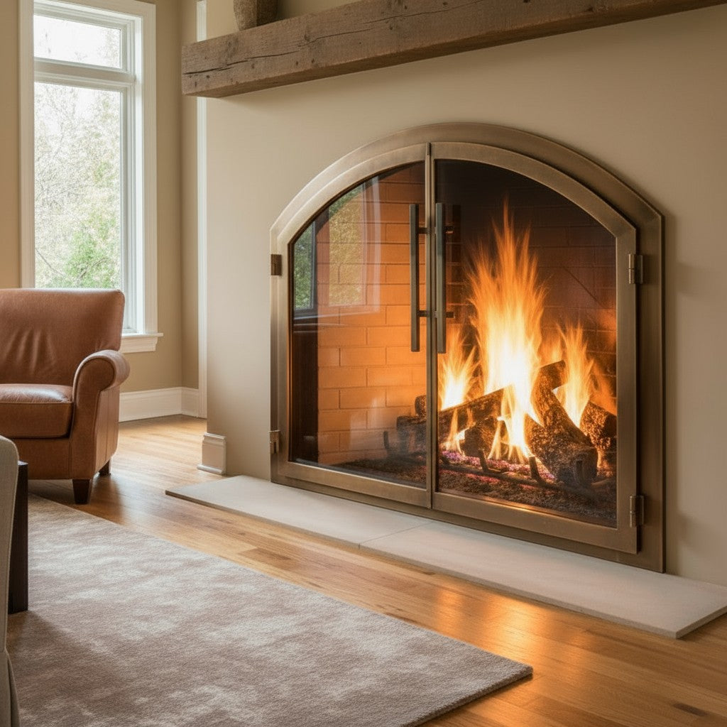 Legend Plain Arch Steel Fireplace Glass Doors Custom Made | Masonry