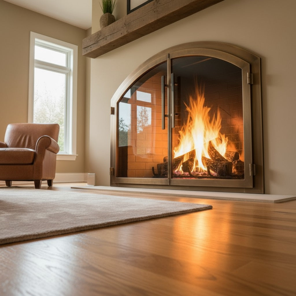 Legend Plain Arch Steel Fireplace Glass Doors Custom Made | Masonry