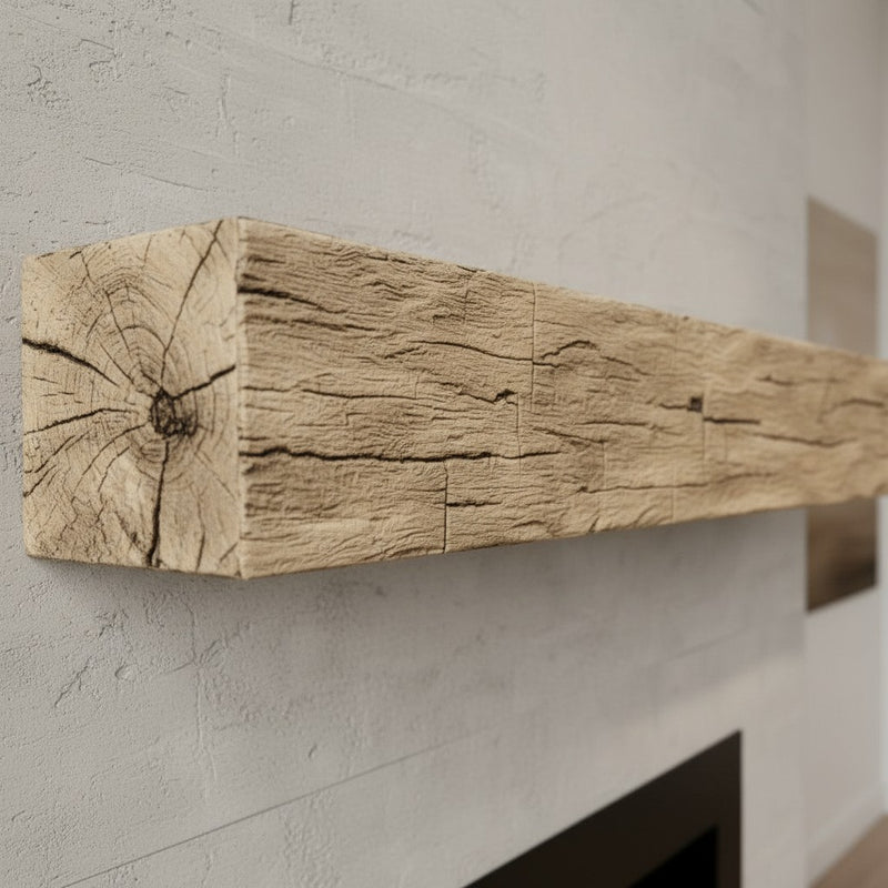 Tobacco Barn Non-Combustible Concrete Mantel Shelf Pale Honey Finish