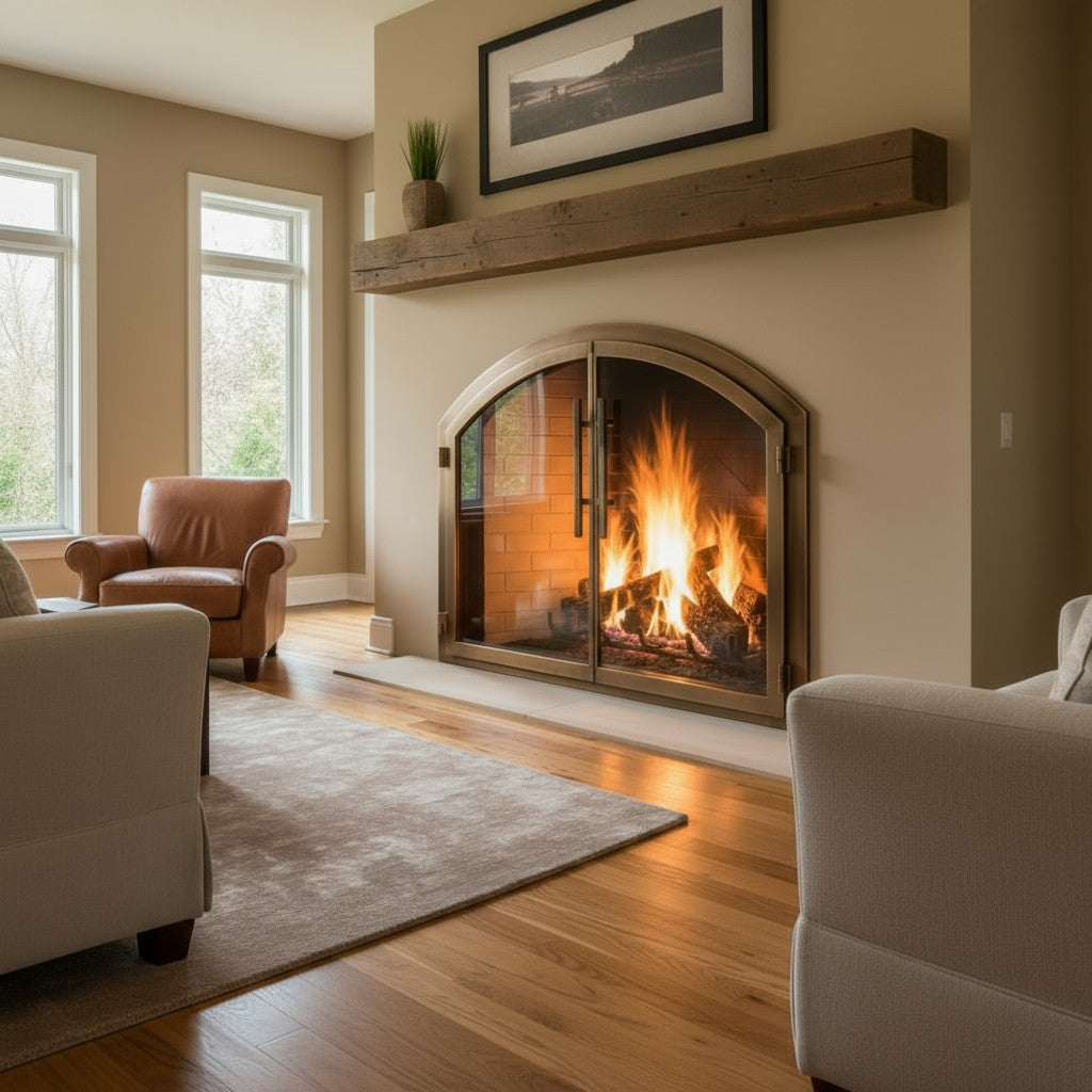 Legend Plain Arch Steel Fireplace Glass Doors Custom Made | Masonry