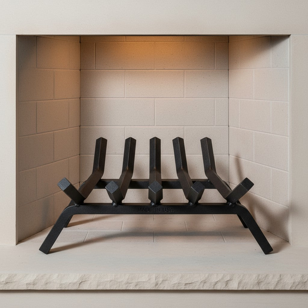 18" Heavy-Duty Fireplace Grate – ¾” Solid Steel | Made in USA by Design Specialties | Lifetime Warranty