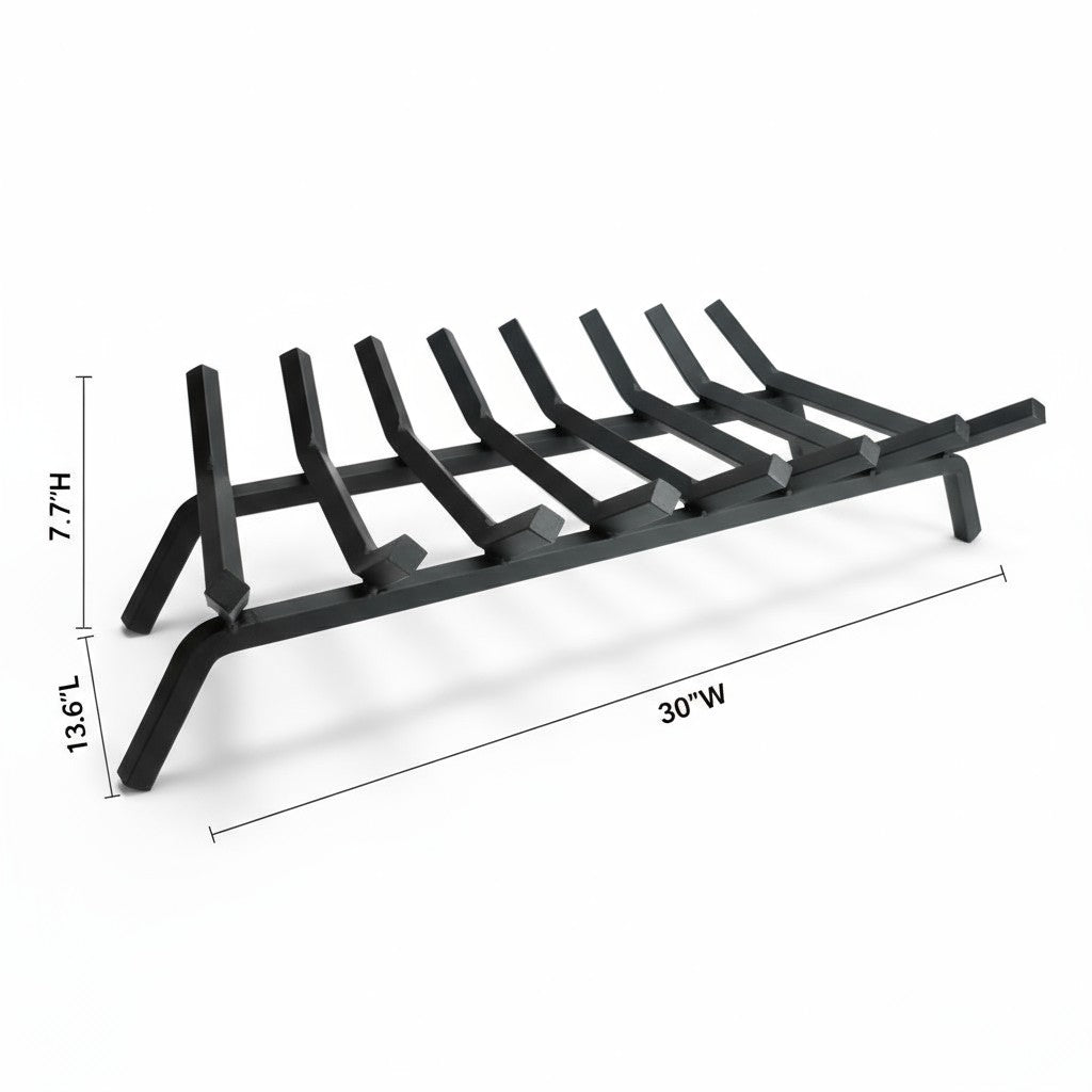 30" Heavy-Duty Fireplace Grate – ¾” Solid Steel | Made in USA by Design Specialties | Lifetime Warranty