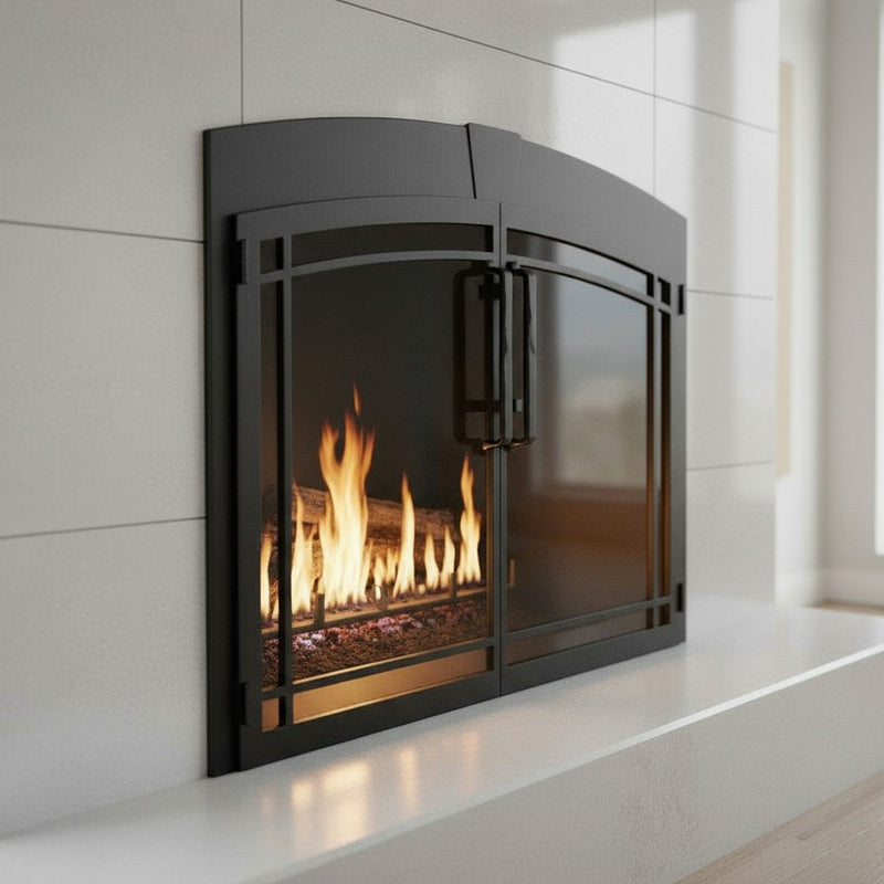 Buckingham Arch - Masonry Fireplace Glass Door | Custom