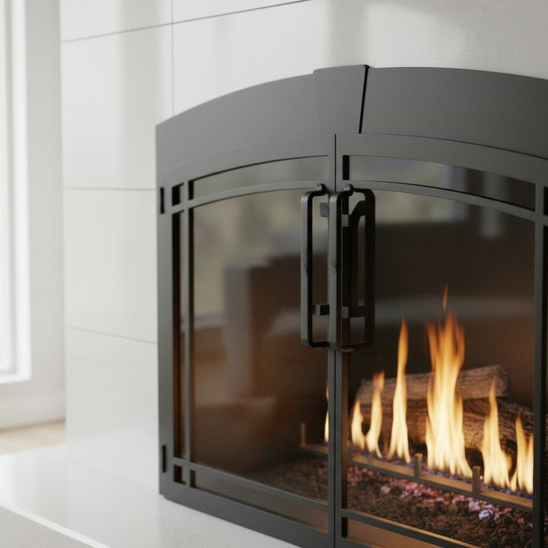 Buckingham Arch - Masonry Fireplace Glass Door | Custom