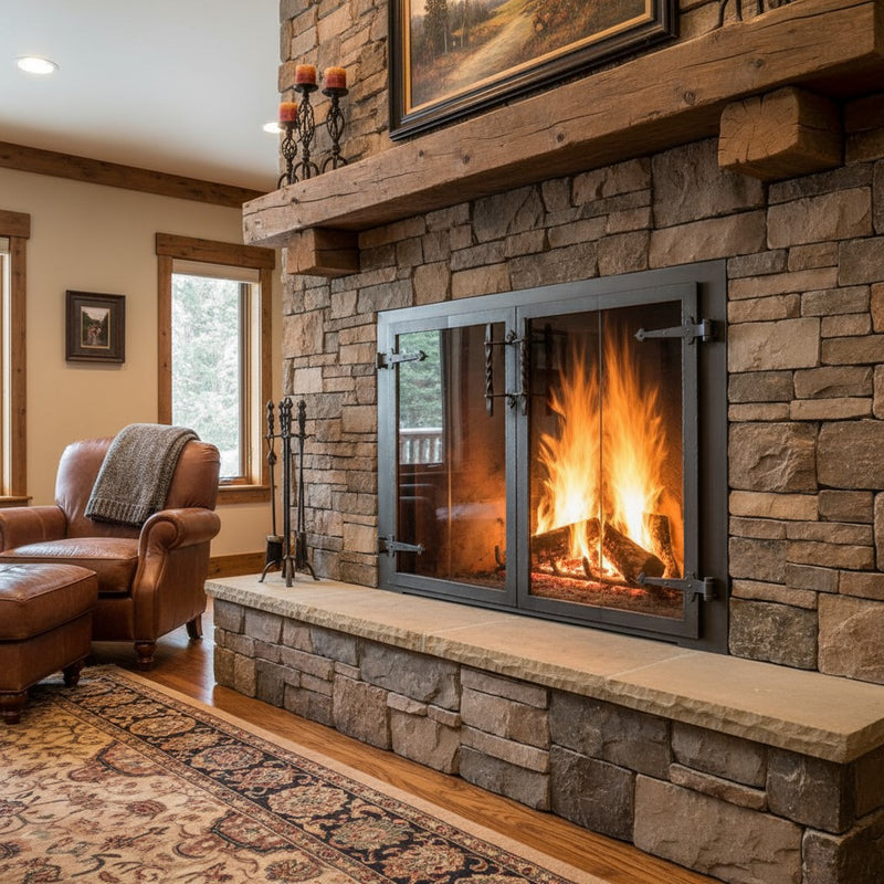 Hammered Edge - Masonry & Prefab Fireplace Glass Doors | Custom