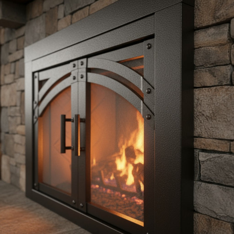 Camden Natural Iron Masonry Fireplace Door | Standard